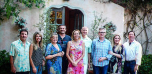 Home Tour Golden Sponsors, left to right:  Fred and Karen Scuncio; Anna Brace and David Brow; Patricia O’Keefe and Andy Smakula; Eric Guenther, host; and Karen and Steven Abraham. Joyce and Dean Clark were away on vacation.